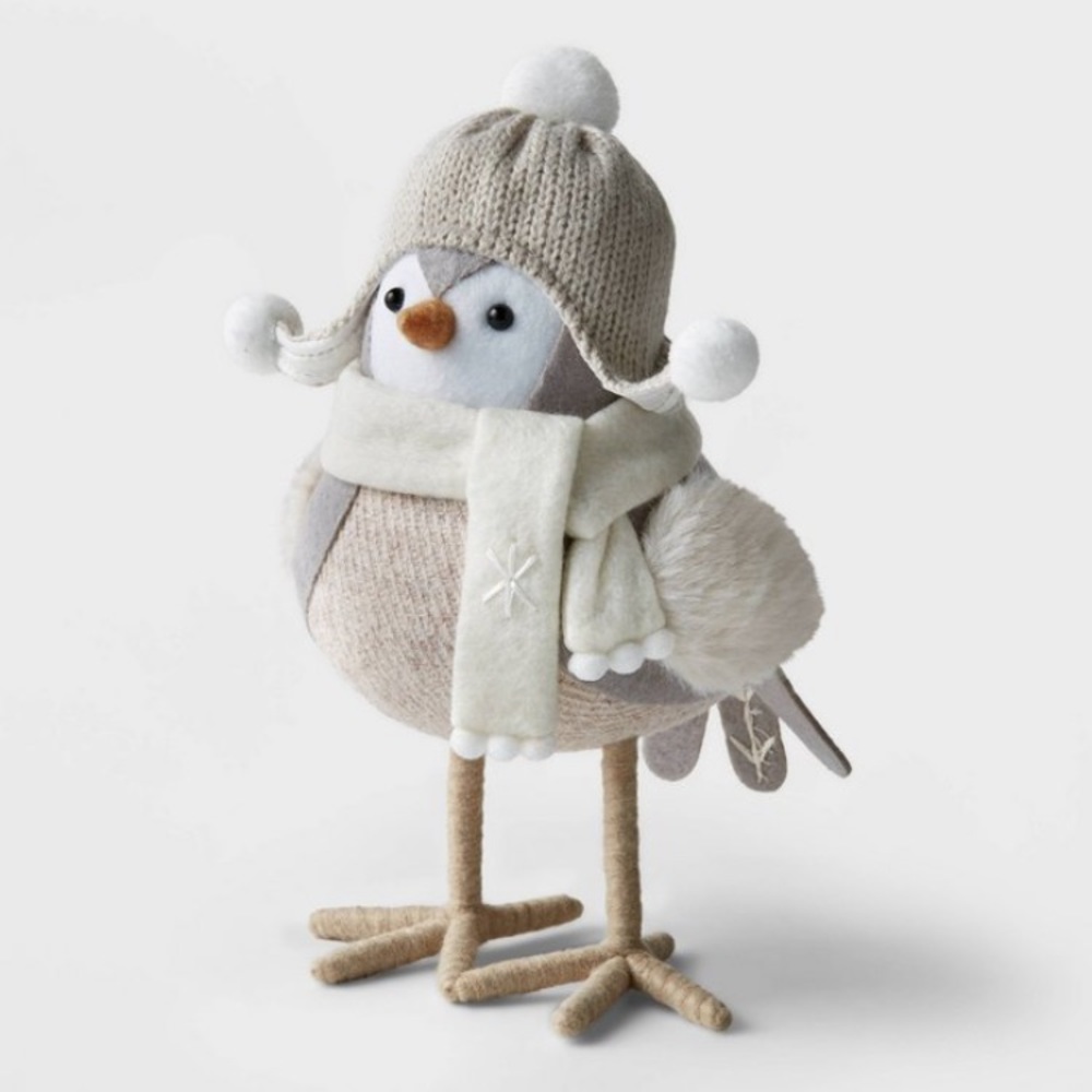 Wondershop Fabric Bird Cream Scarf Decorative Figurine Featherly Friends